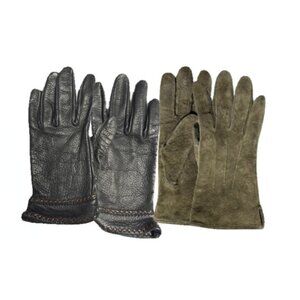 Wilsons Brown Suede Thinsulate Gloves / Black Leather Gloves - Unknown Brand
